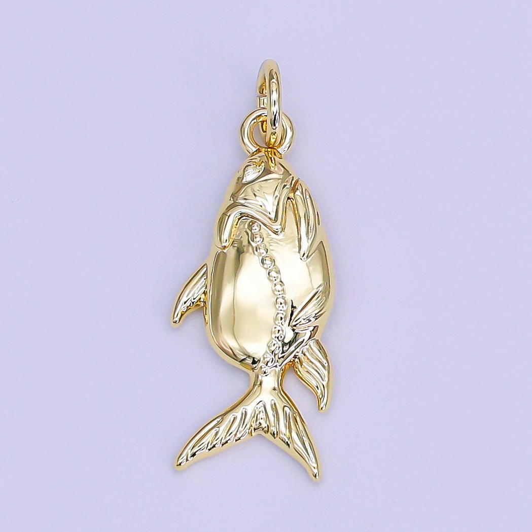 24K Gold Filled 21mm Minimalist Fish Charm | AF526