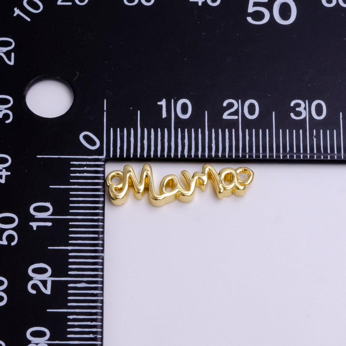 24K Gold Filled 22mm "Mama" Handwritten Script Sideway Sideway Connector F836
