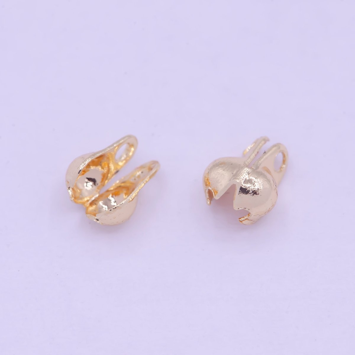 24K Gold Filled 2.5mm Side Fold Clamshell Bead Tip Knot Cover Supply L-843