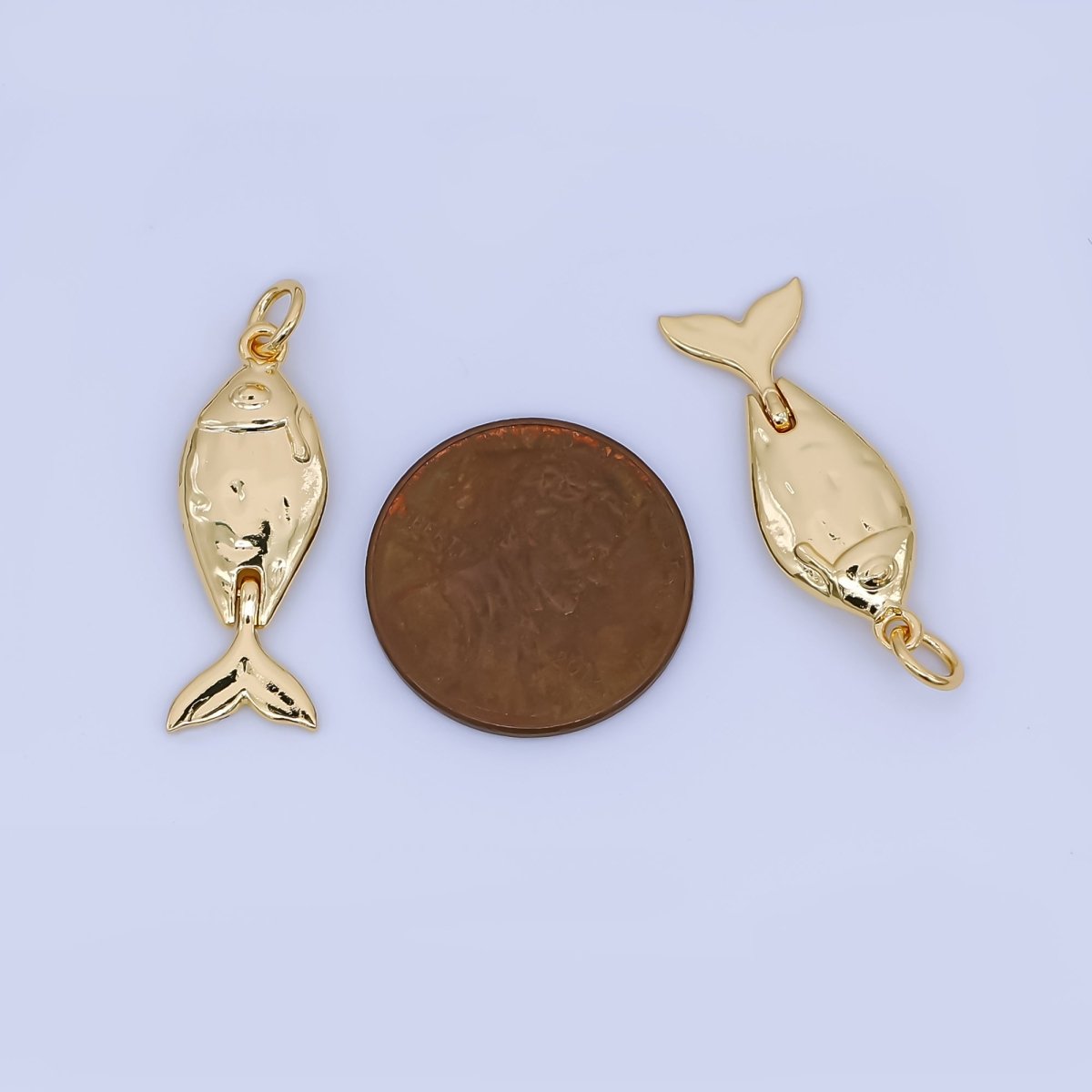 24K Gold Filled 25mm Wiggly-Tail Ocean Fish Animal Charm | AJ-438