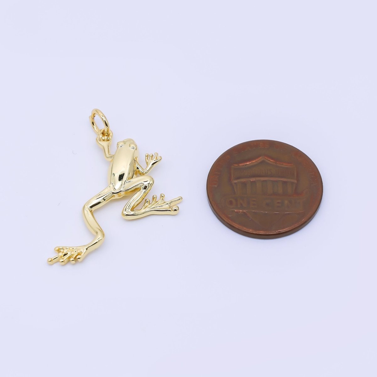 24K Gold Filled 28mm Minimalist Leaping Frog Animals 3D Multidimensional Charm | AF1245