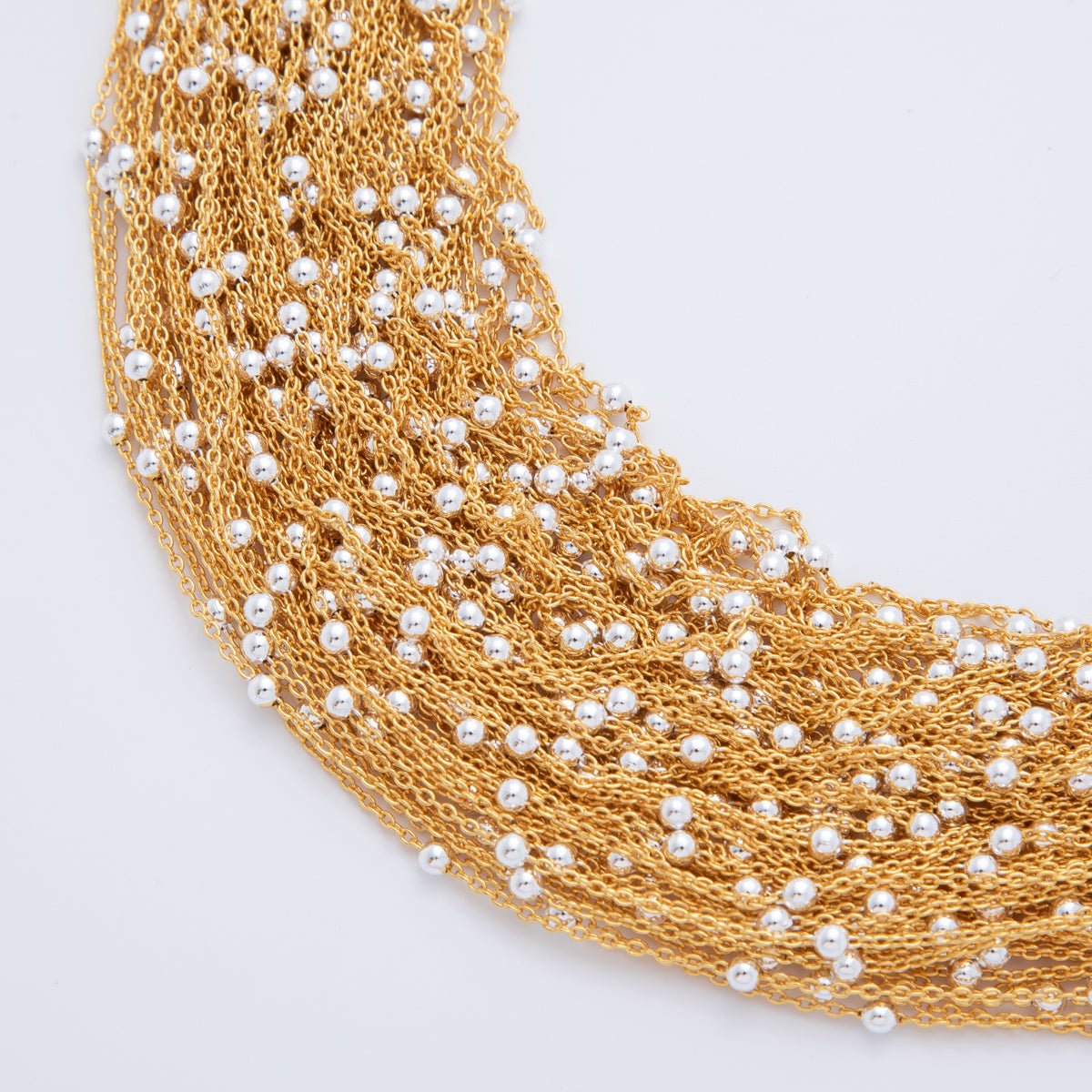 16K Gold Filled 3mm Shell Pearl Gemstone Satellite Unfinished Chain by Yard | Roll-01686
