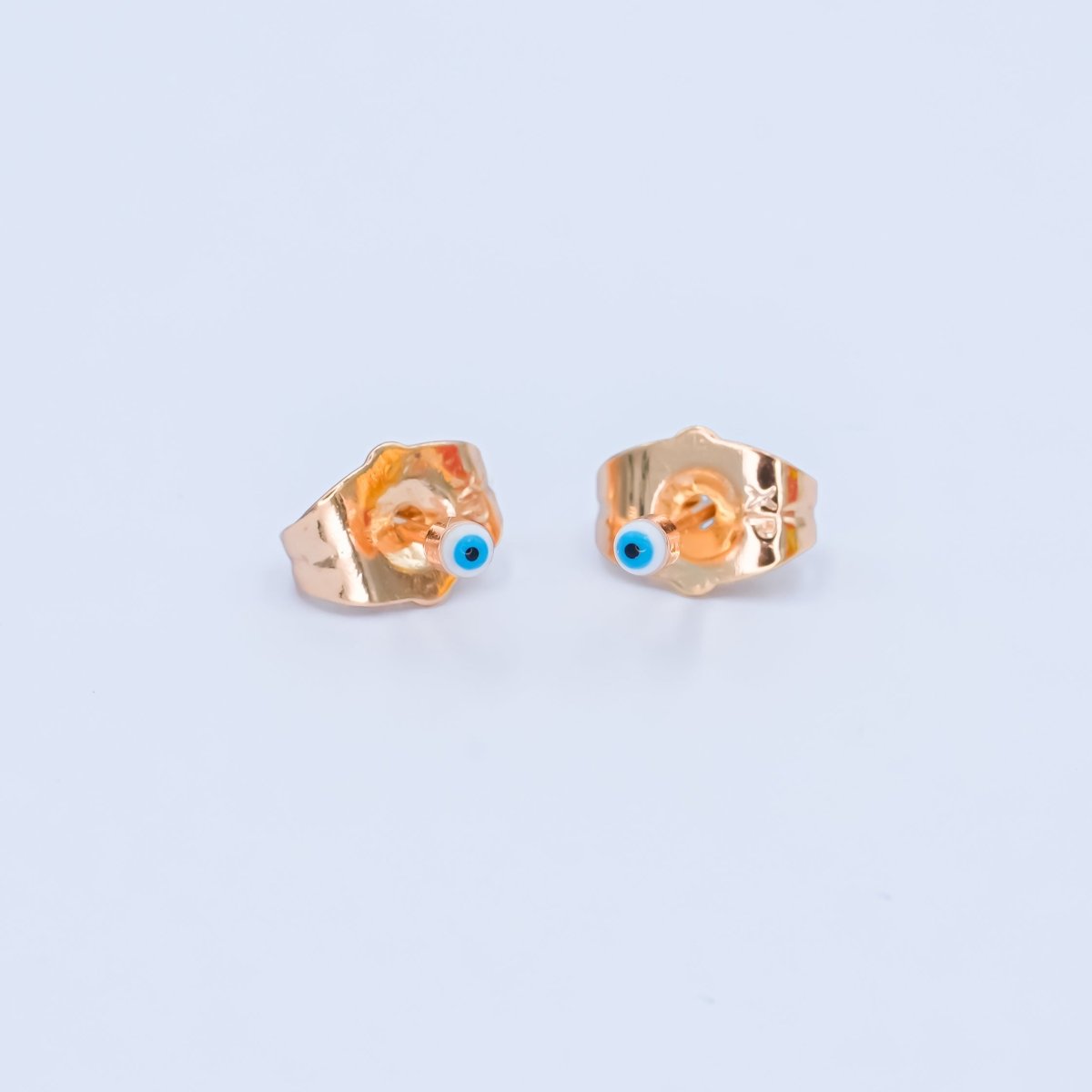 24K Gold Filled 2mm Evil Eye Round Mini Enamel Stud Earrings in Gold & Silver | AB1006 - AB1008