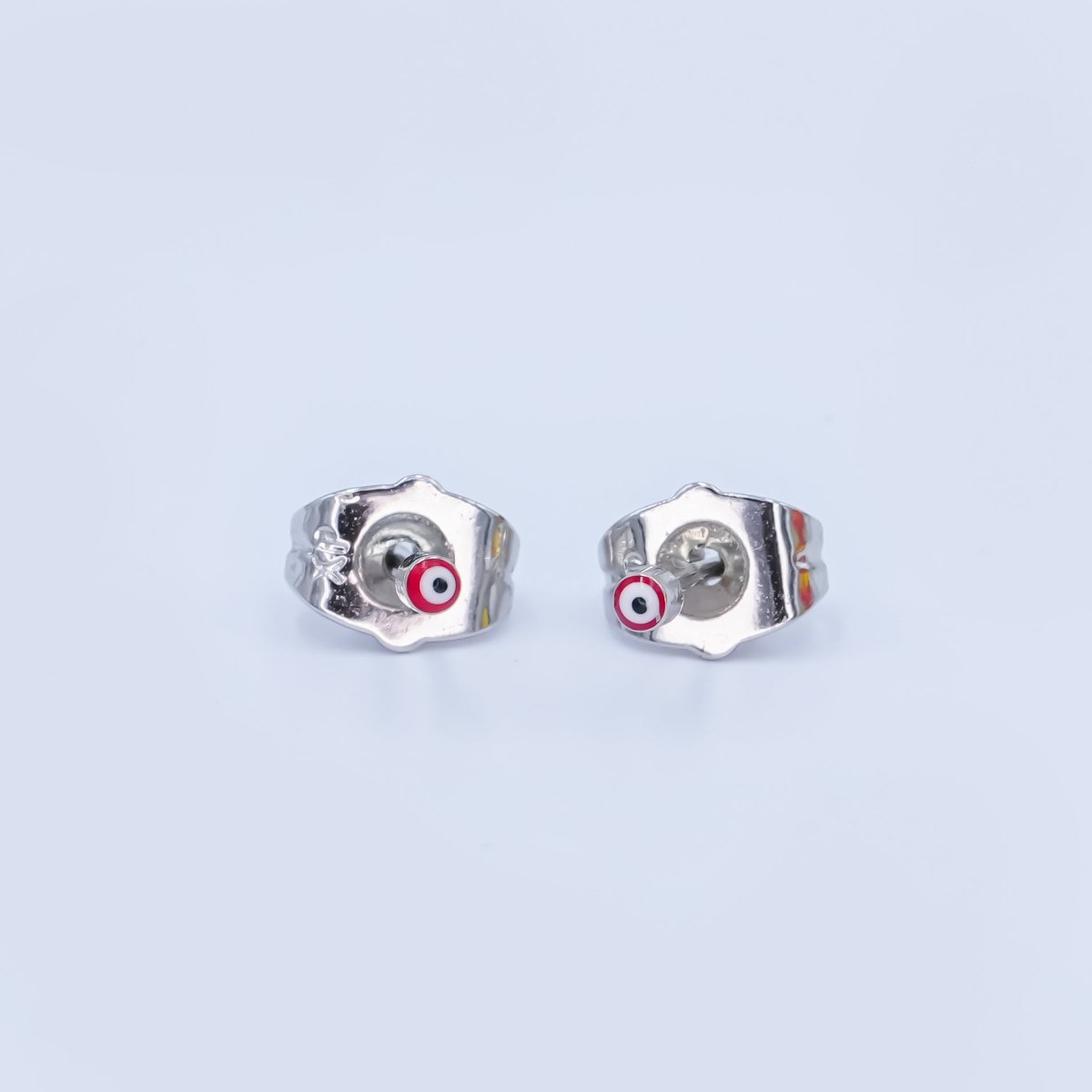24K Gold Filled 2mm Evil Eye Round Mini Enamel Stud Earrings in Gold & Silver | AB1006 - AB1008