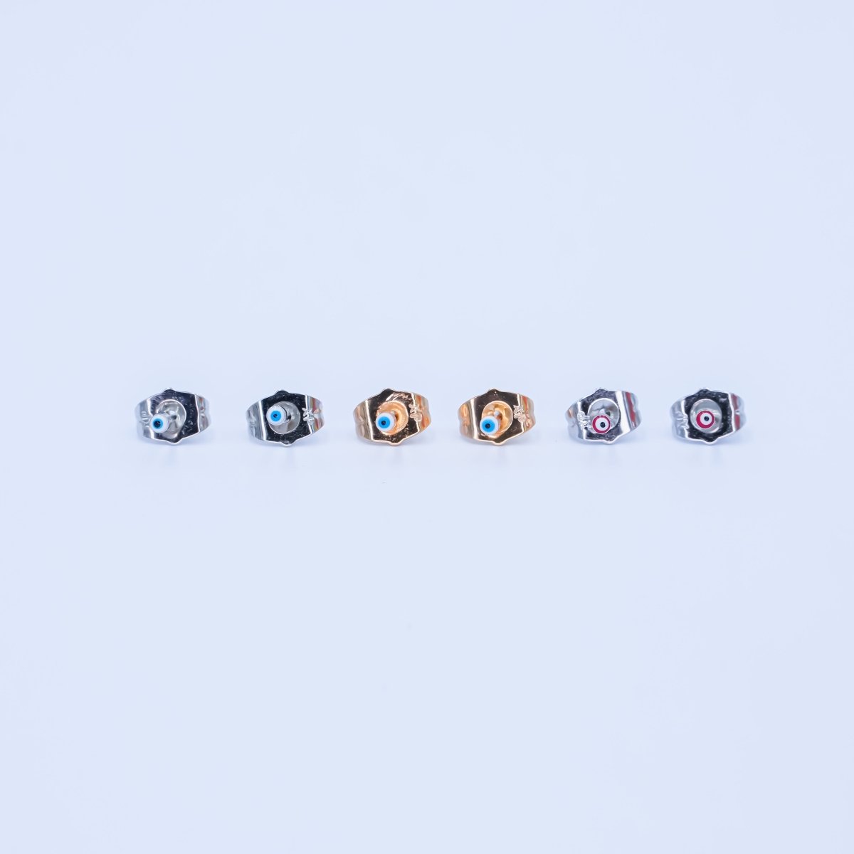 24K Gold Filled 2mm Evil Eye Round Mini Enamel Stud Earrings in Gold & Silver | AB1006 - AB1008
