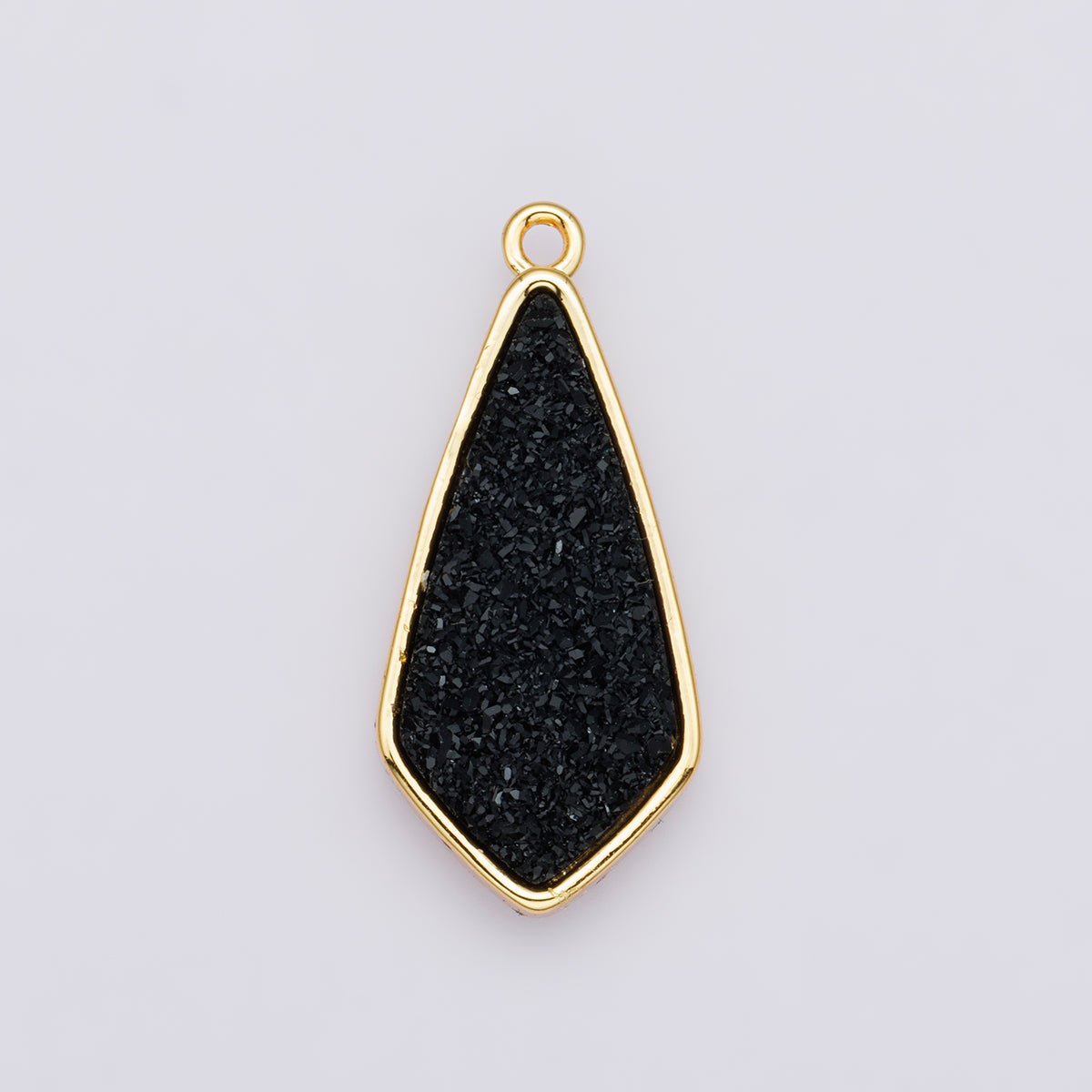 24K Gold Filled 30mm Black, Blue, Purple Glitter Druzy Rhombus Geometric Charm | E00438