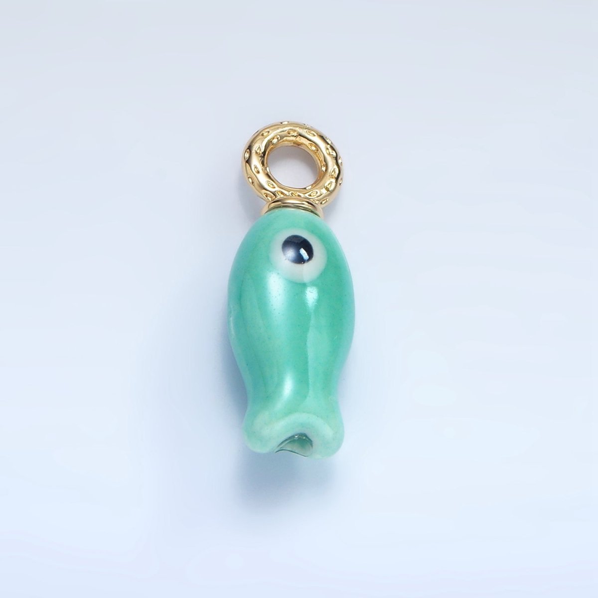 24K Gold Filled 30mm Enamel Fish Sea Animal Ceramic Drop Charm | X794 - X801