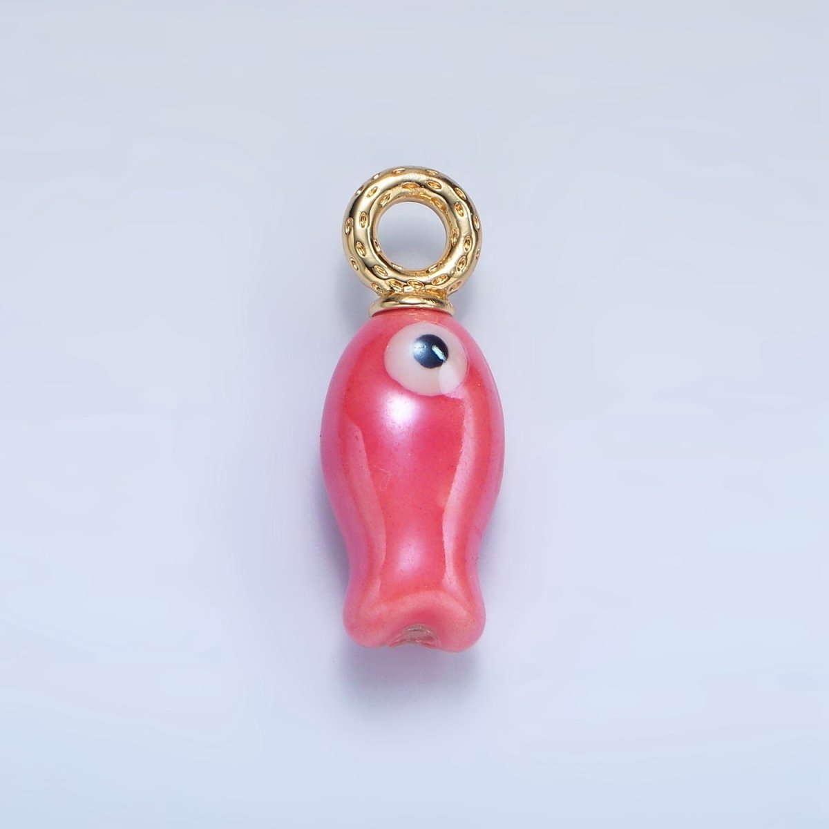 24K Gold Filled 30mm Enamel Fish Sea Animal Ceramic Drop Charm | X794 - X801