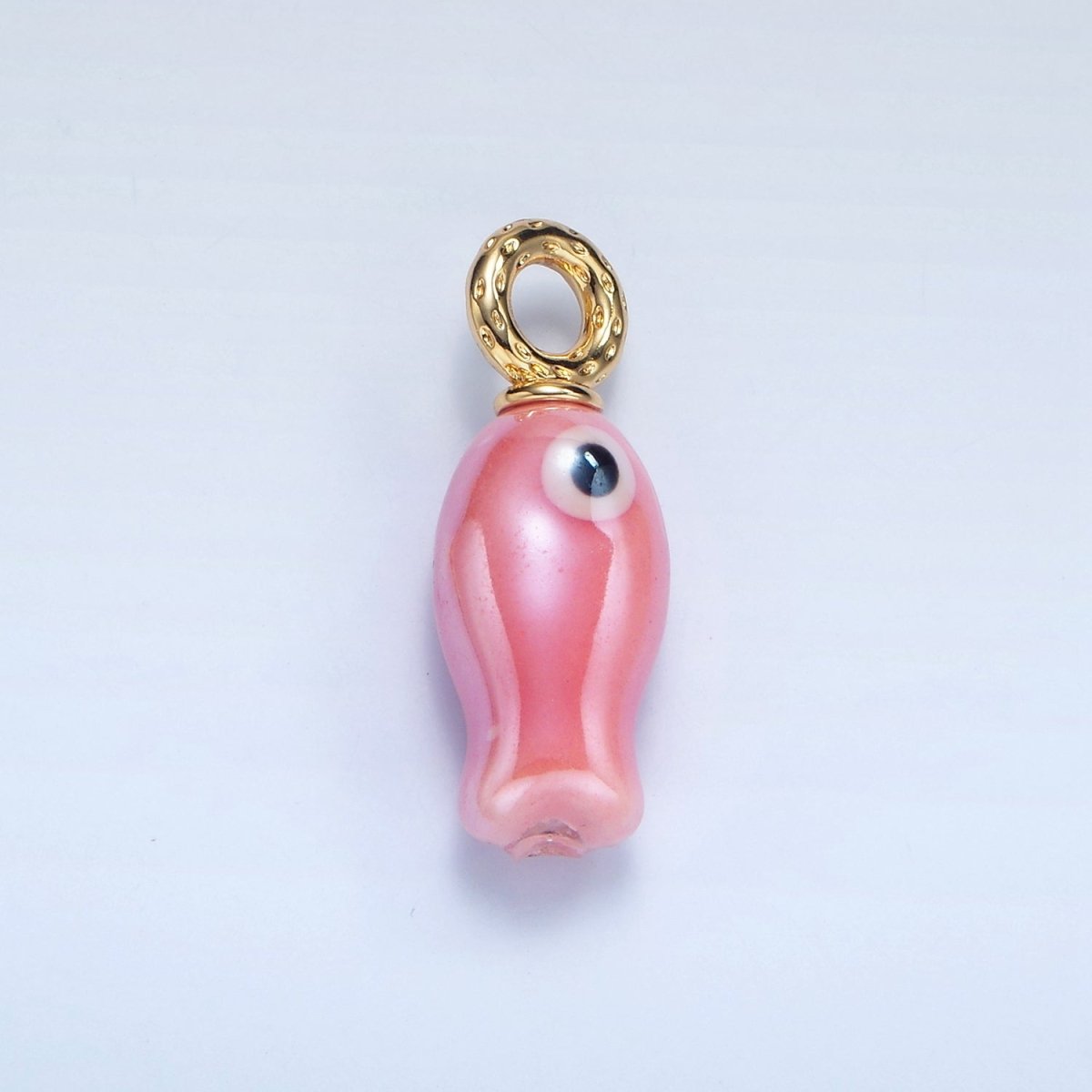 24K Gold Filled 30mm Enamel Fish Sea Animal Ceramic Drop Charm | X794 - X801