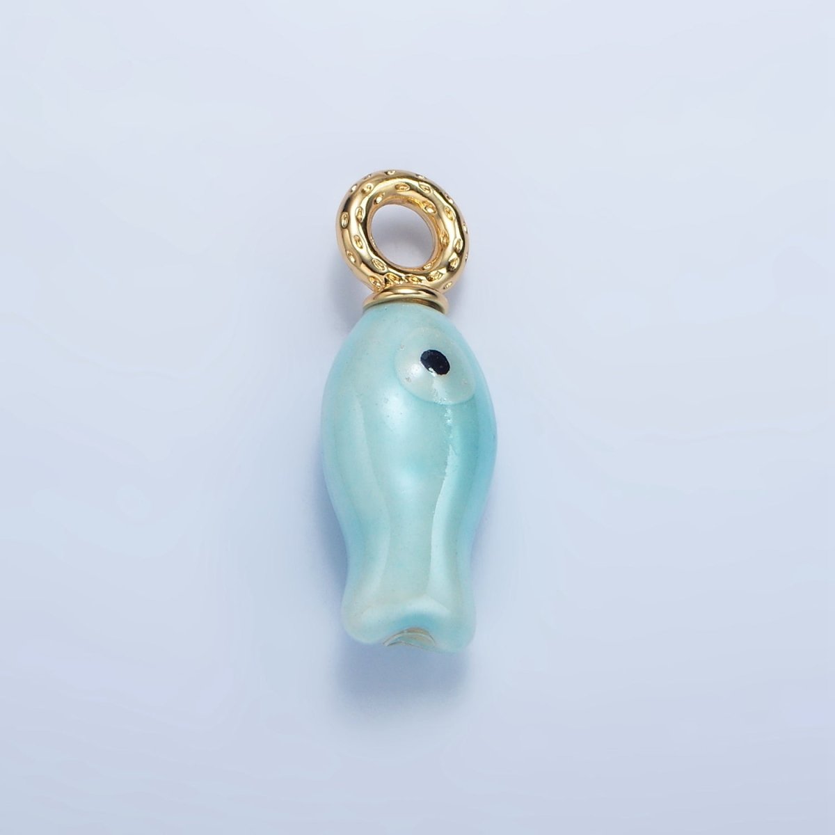 24K Gold Filled 30mm Enamel Fish Sea Animal Ceramic Drop Charm | X794 - X801