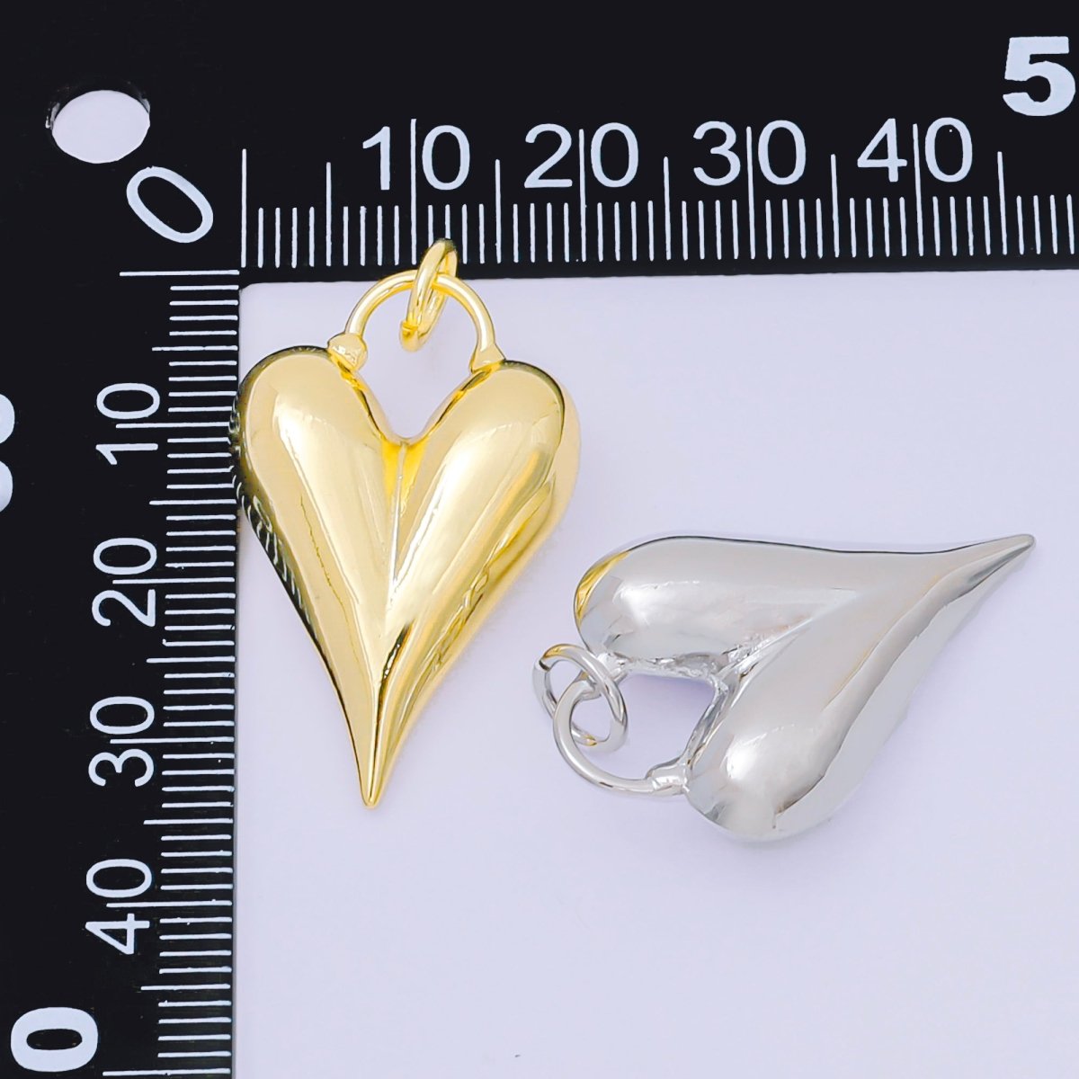 24K Gold Filled 32mm Minimalist Chubby Heart Shaped Charm in Gold & Silver | AC-1583