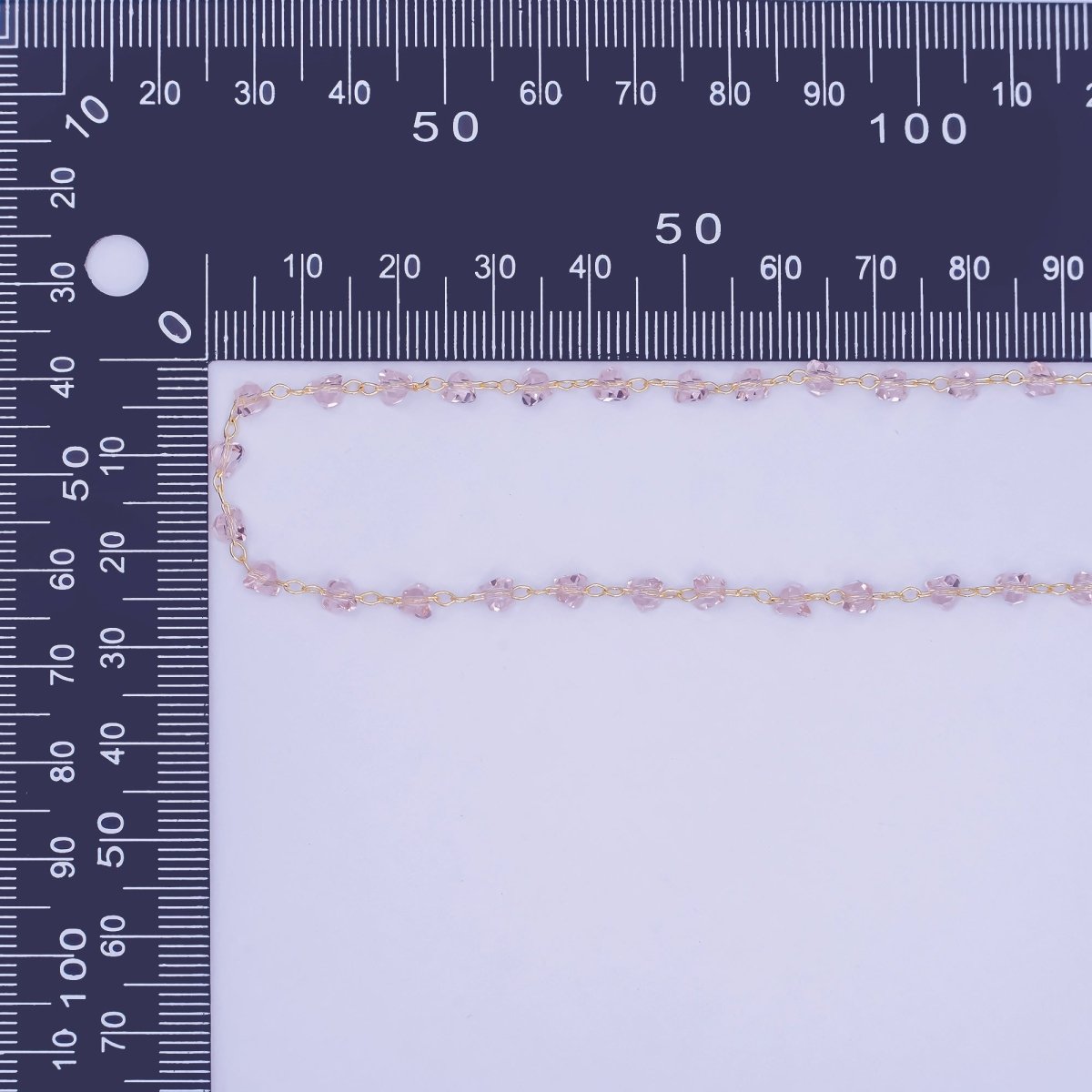 24K Gold Filled 3.3mm Pink Crystal Link Unfinished Chain by Yard | Roll-1654
