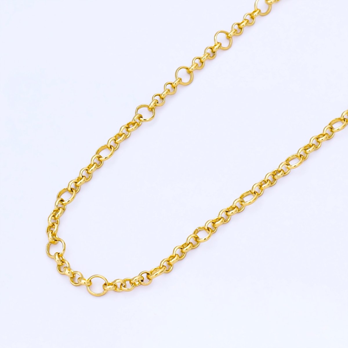 24K Gold Filled 3.6mm Big Round Figaro Unfinished Chain by Yard | Roll-1741