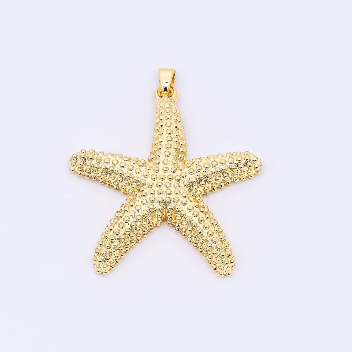 24K Gold Filled 37mm Dotted Sea Starfish Animal Charm in Gold and Silver | AH532