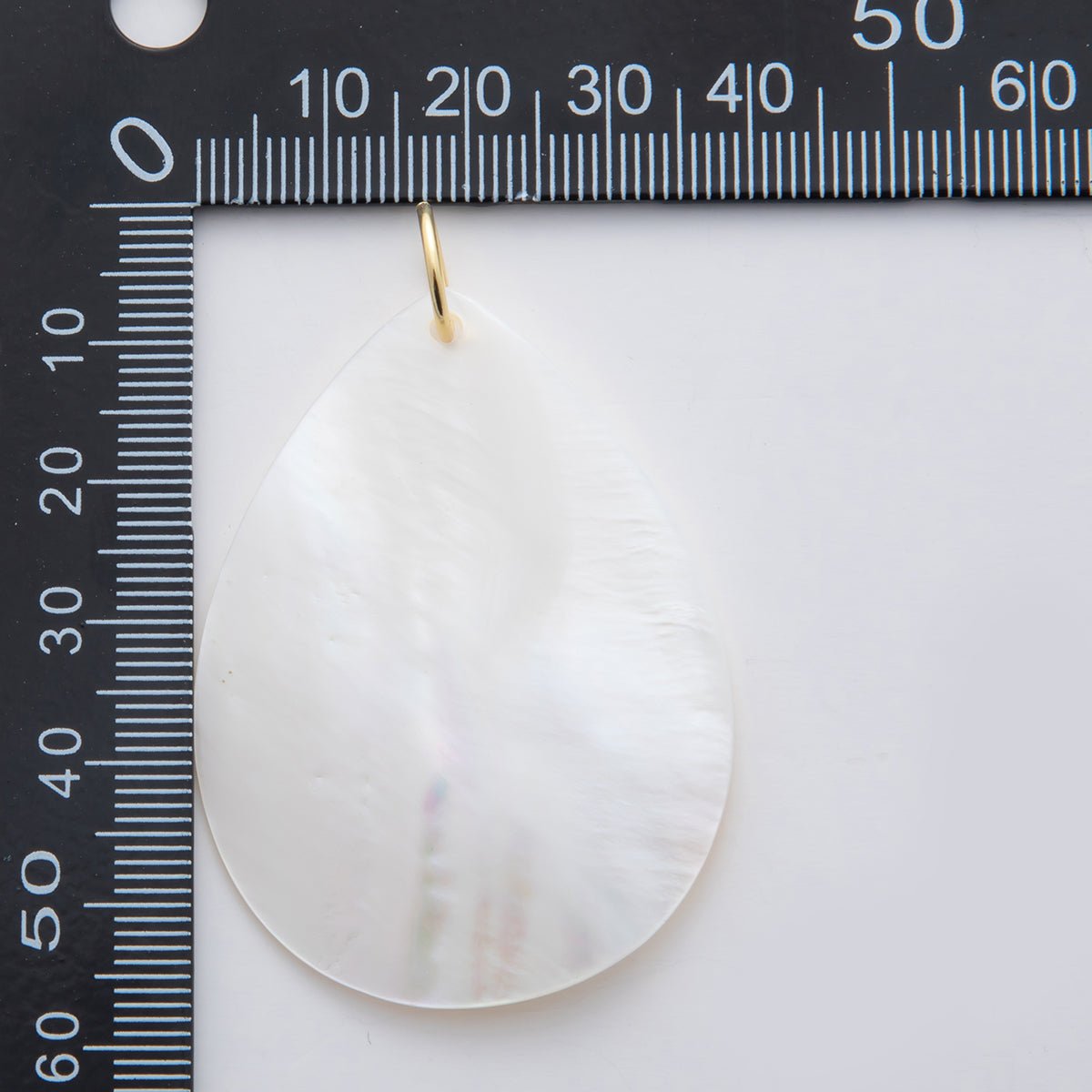 24K Gold Filled 57mm White Mother of Pearl Teardrop Charm | D582