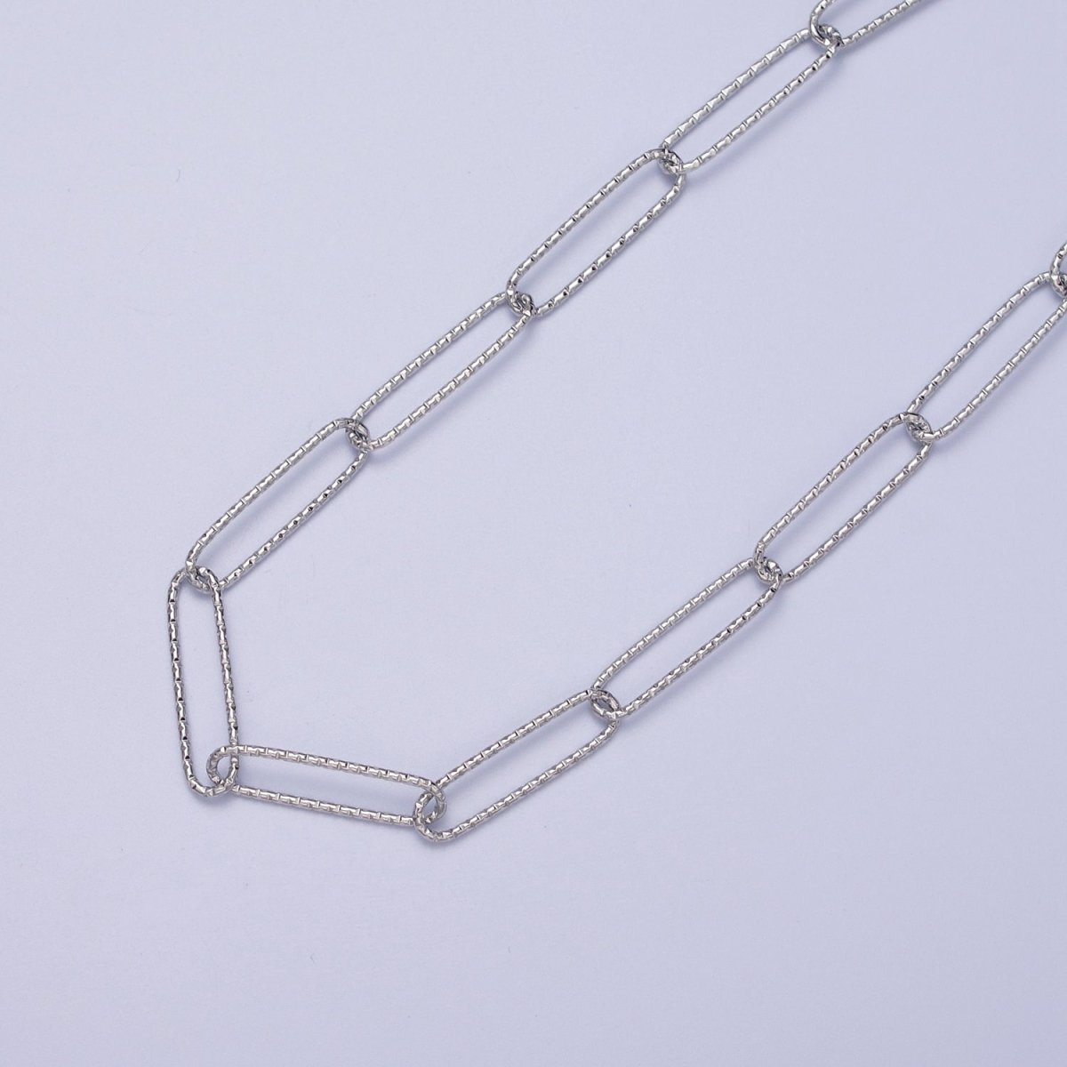 24K Gold Filled 5mm Textured Paperclip Gold, Silver Unfinished Chain | ROLL-927 ROLL-928 Clearance Pricing