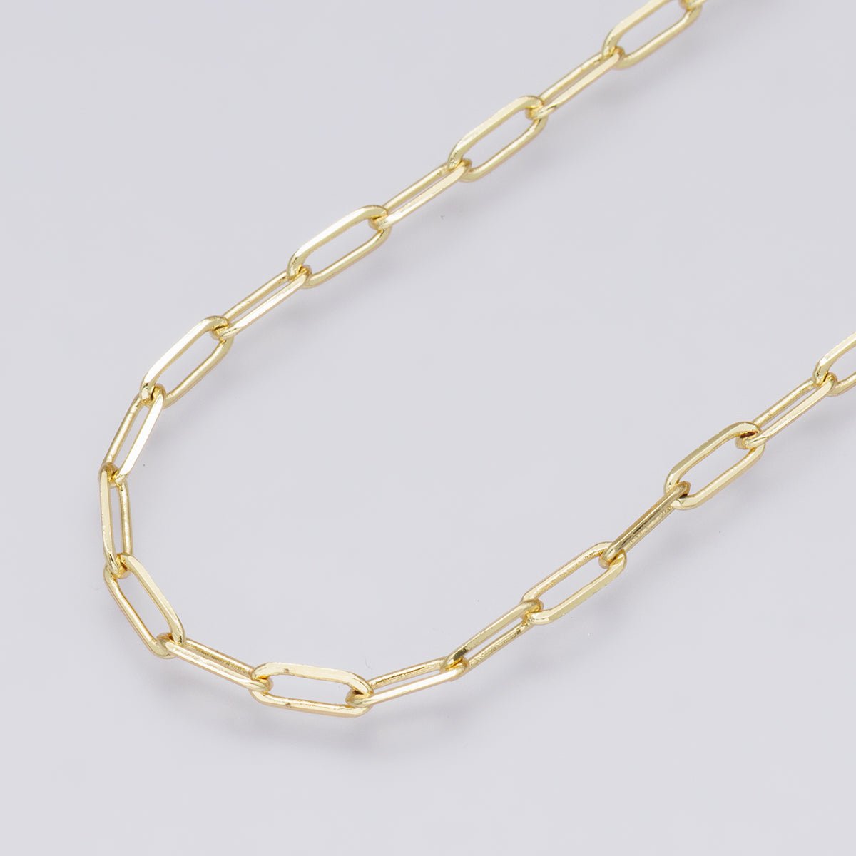 24K Gold Filled 6.4mm x 2.4mm Minimalist Paperclip Unfinished Chain by Yard | Roll-00575