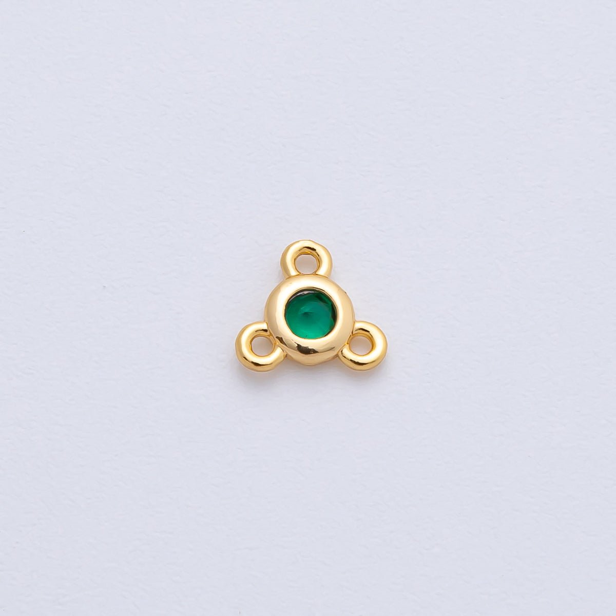24K Gold Filled 6mm Blue, Red, Green, Clear CZ Round Bezel Triple Connector | Z1479 - Z1481