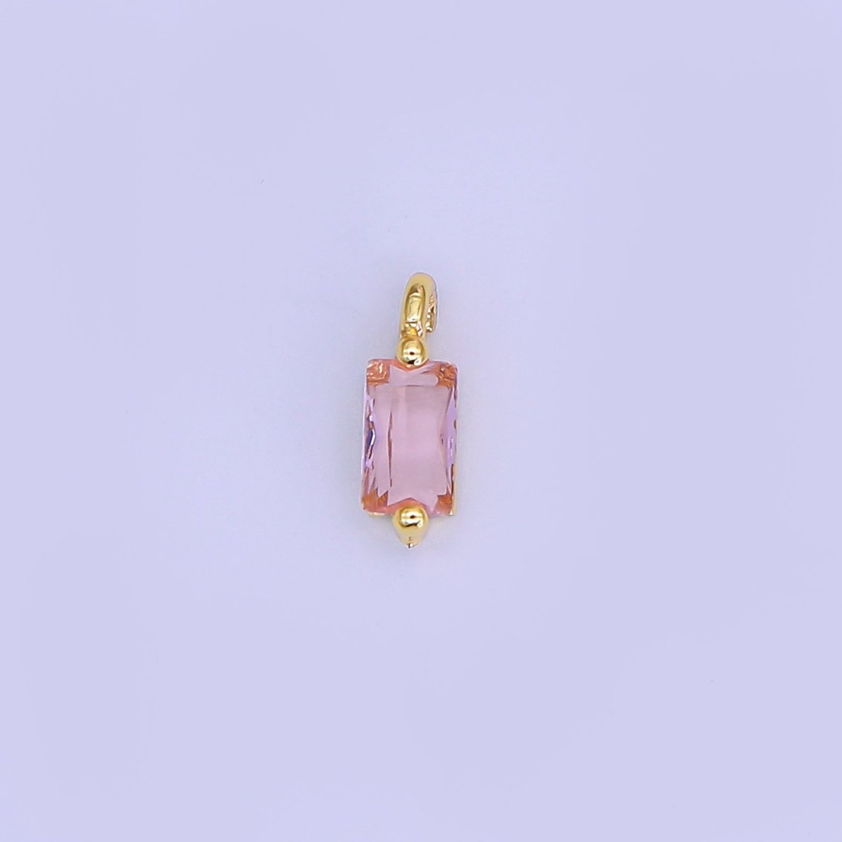 24K Gold Filled 9mm Red, Pink Baguette Mini Charm | E322