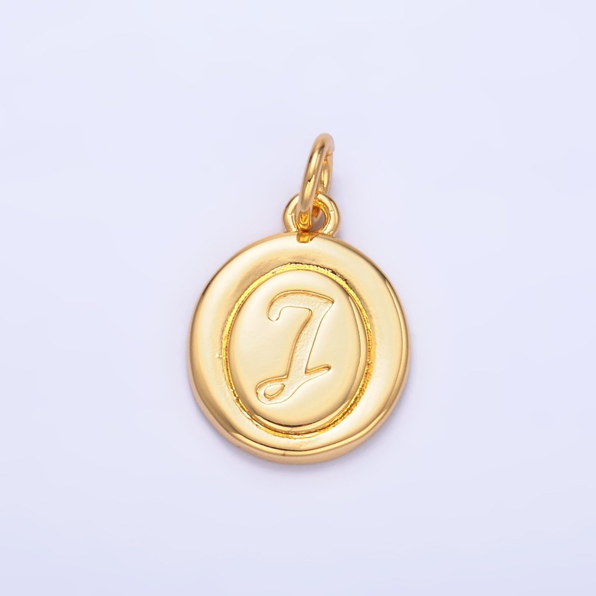 24K Gold Filled Alphabet Letter Initial Script Engraved Stamped Oval Charm | A836 - A848