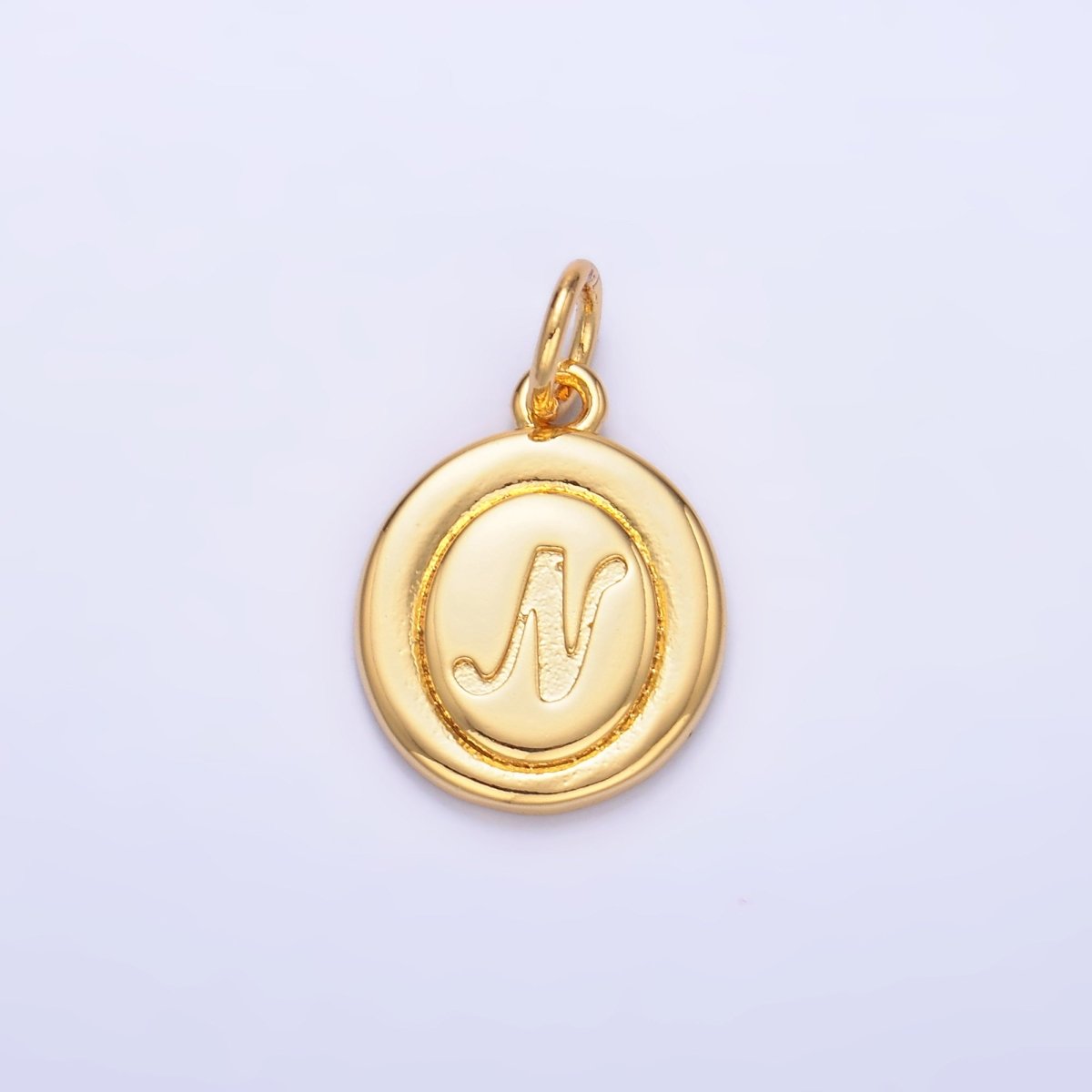 24K Gold Filled Alphabet Letter Initial Script Engraved Stamped Oval Charm | A836 - A848