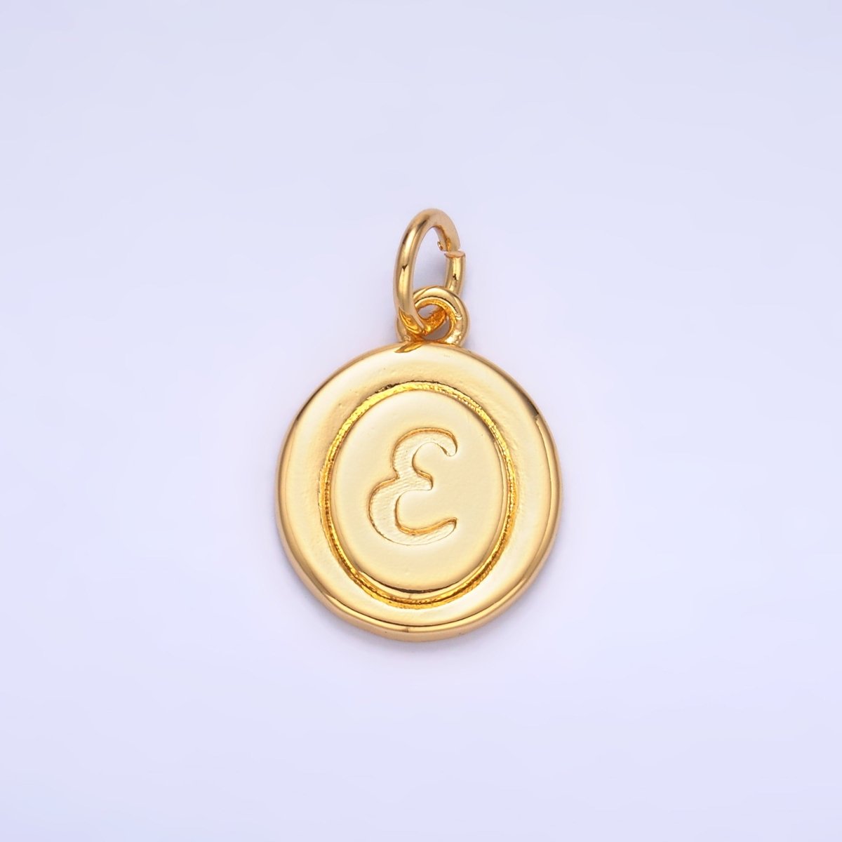24K Gold Filled Alphabet Letter Initial Script Engraved Stamped Oval Charm | A836 - A848