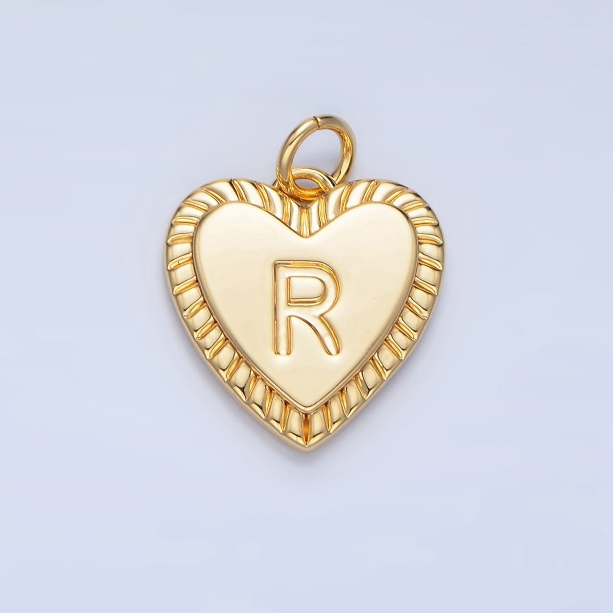 24K Gold Filled Alphabet Letter Initial Sunburst Heart Charm | A1500-A1512
