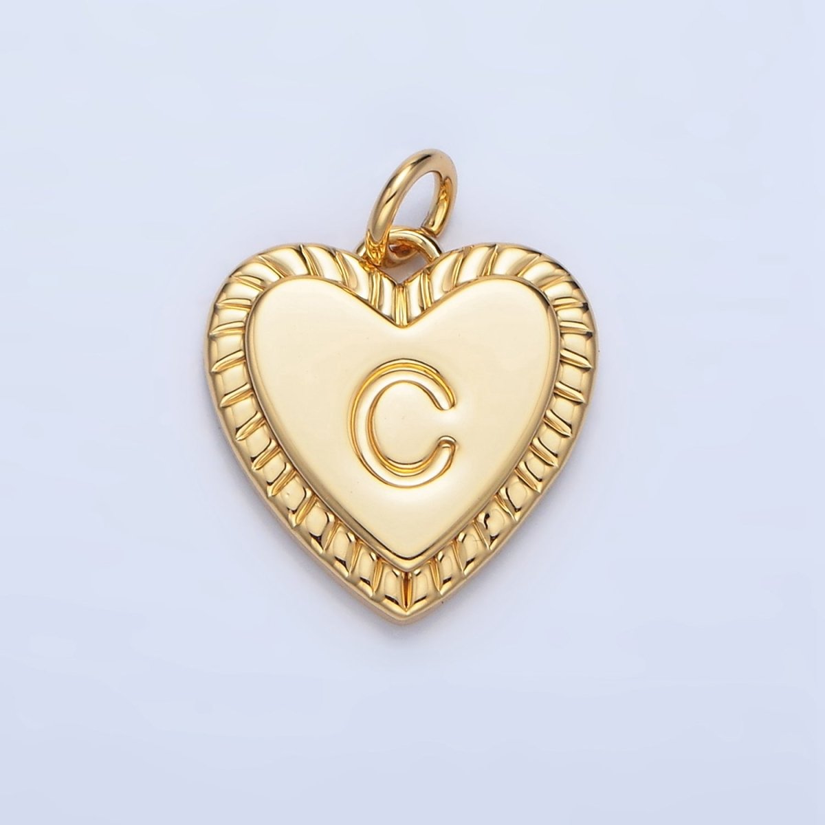 24K Gold Filled Alphabet Letter Initial Sunburst Heart Charm | A1500-A1512