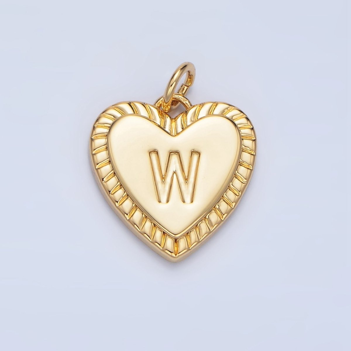 24K Gold Filled Alphabet Letter Initial Sunburst Heart Charm | A1500-A1512