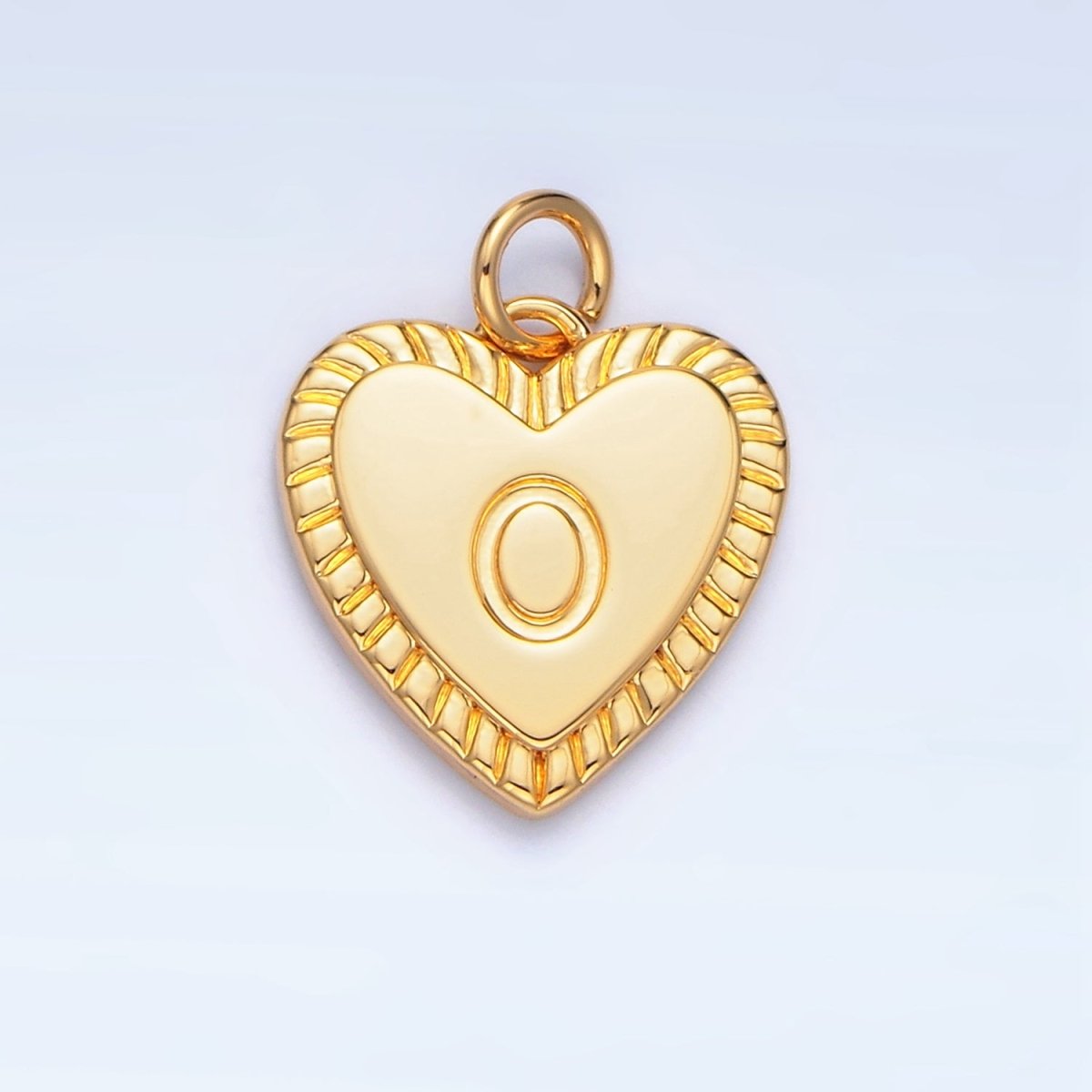 24K Gold Filled Alphabet Letter Initial Sunburst Heart Charm | A1500-A1512