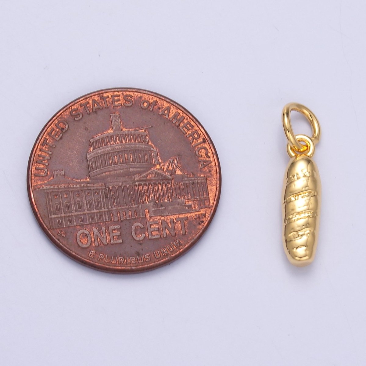 24K Gold Filled French Baguette Bread Multidimensional 3D Charm in Gold & Silver | N017