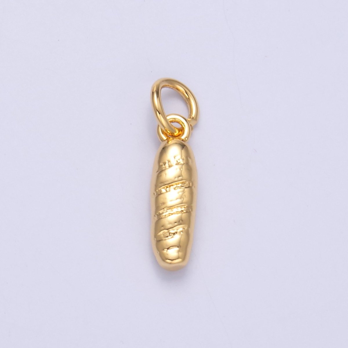24K Gold Filled French Baguette Bread Multidimensional 3D Charm in Gold & Silver | N017