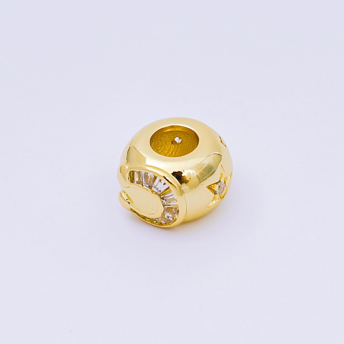 24K Gold Filled Baguette CZ Cubic Horseshoe Rondelle Bead Spacer | B-083