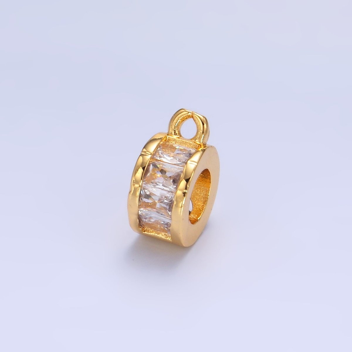 24K Gold Filled Baguette CZ Rhondelle Bail Finding | M624