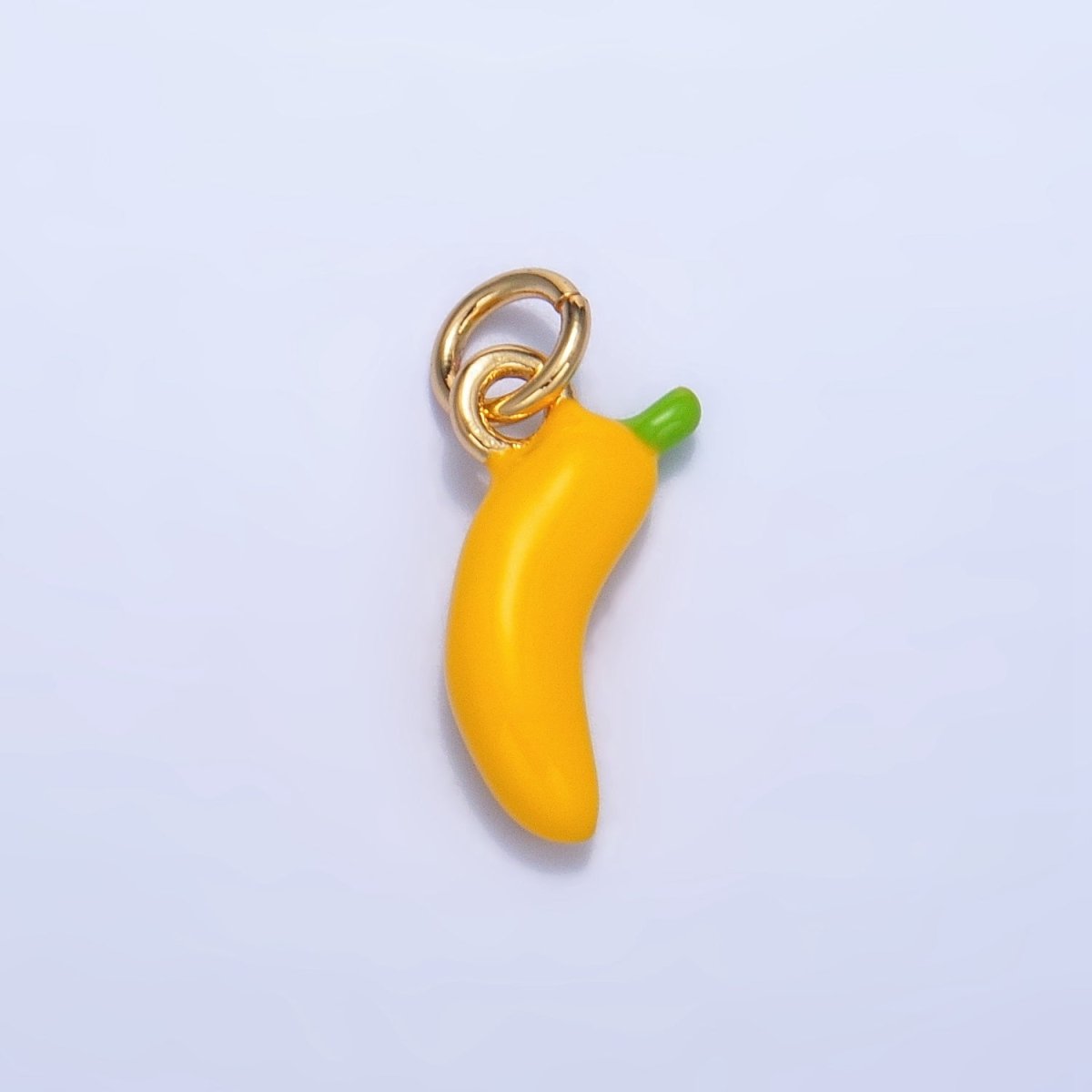 24K Gold Filled Banana Fruit Enamel Mini Multidimensional Charm | W052