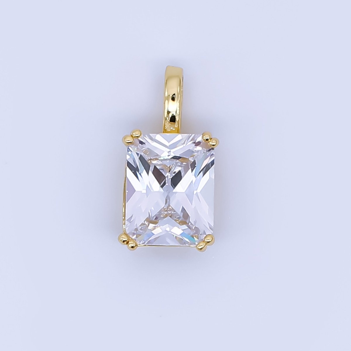 24K Gold Filled Birthstone Baguette CZ Pendant in Gold & Silver | AH438 - AH449