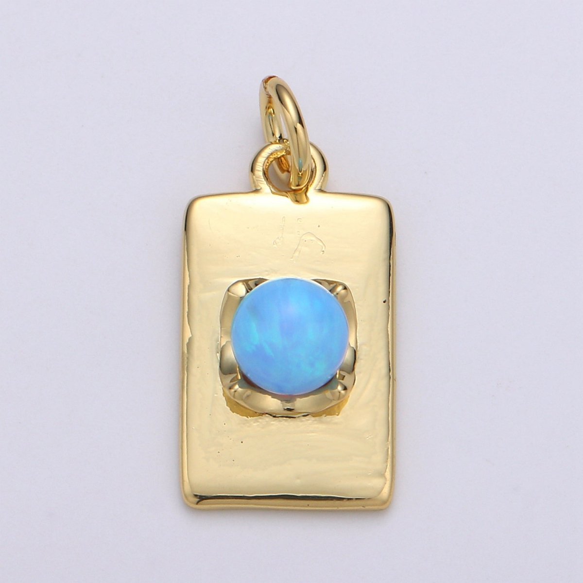 24K Gold Filled Blue Crystal Rectangle Charm E-016