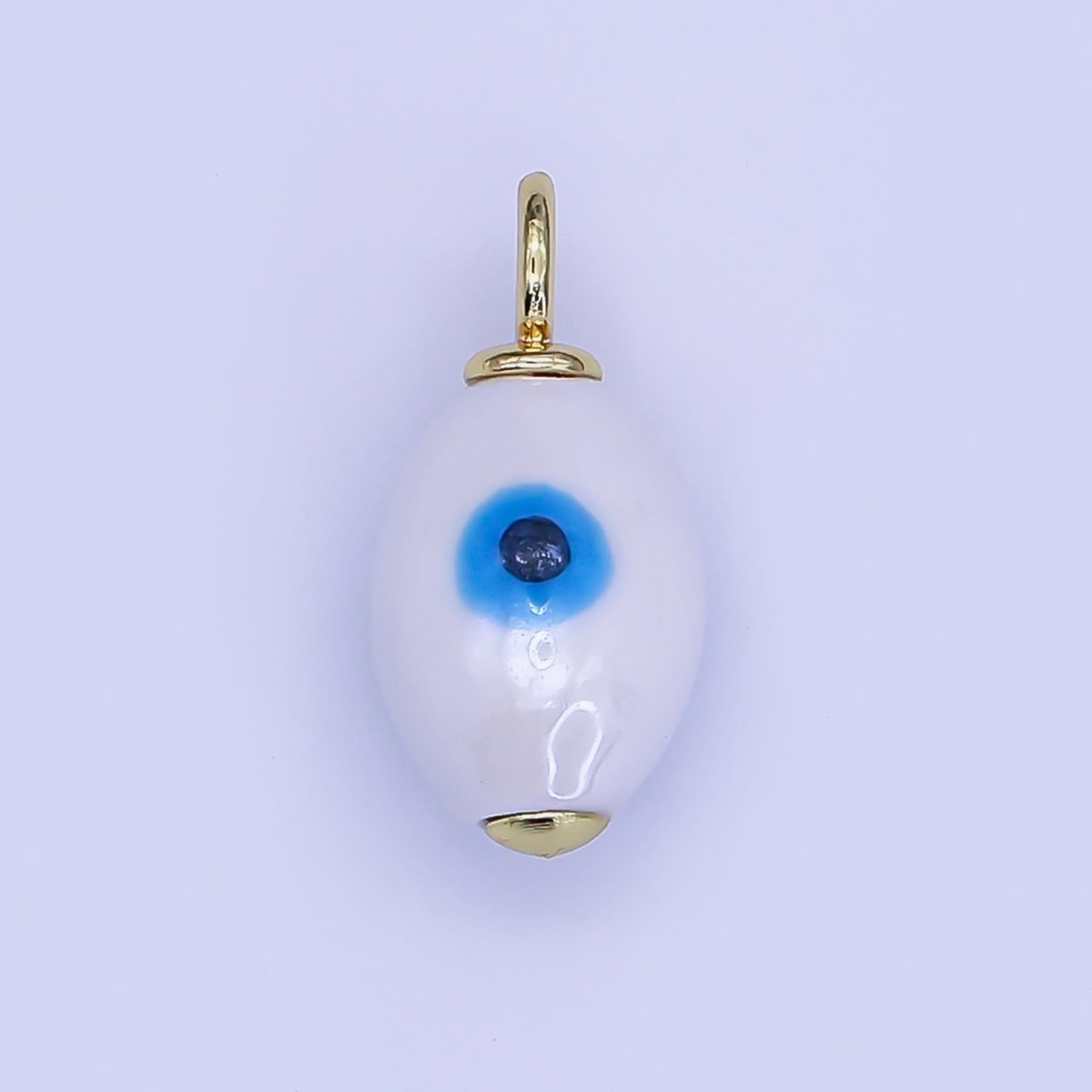 24K Gold Filled Blue, White, Teal, Yellow Evil Eye Sphere Ceramic Drop Pendant | C587 C661
