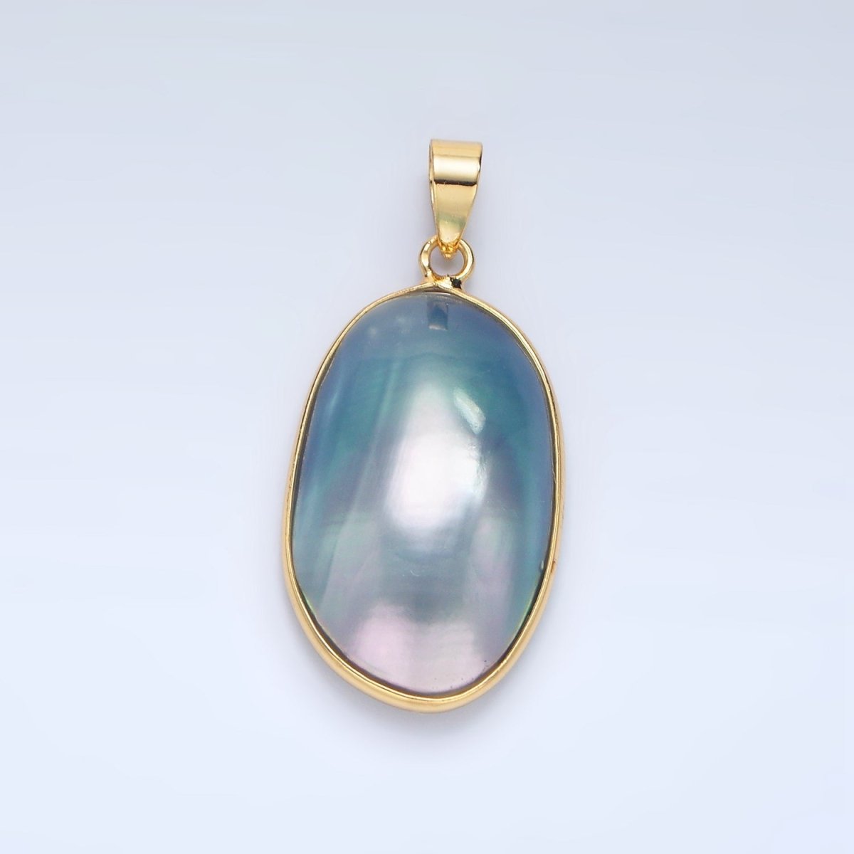 24K Gold Filled Blue, White, Purple Freshwater Pearl Bezel Pendant | P1902 - P1904