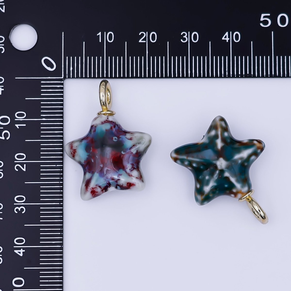 24K Gold Filled Ceramic Starfish Drop Pendant | N099 - N103