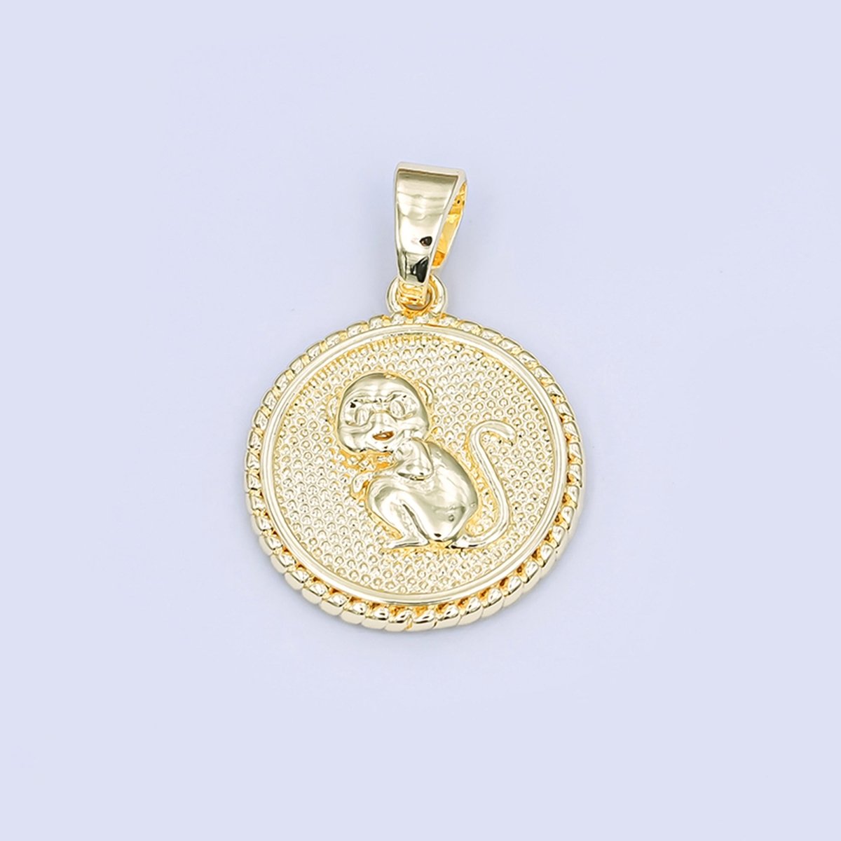 24K Gold Filled Chinese Zodiac Animal Round Pendant | A1319-A1324