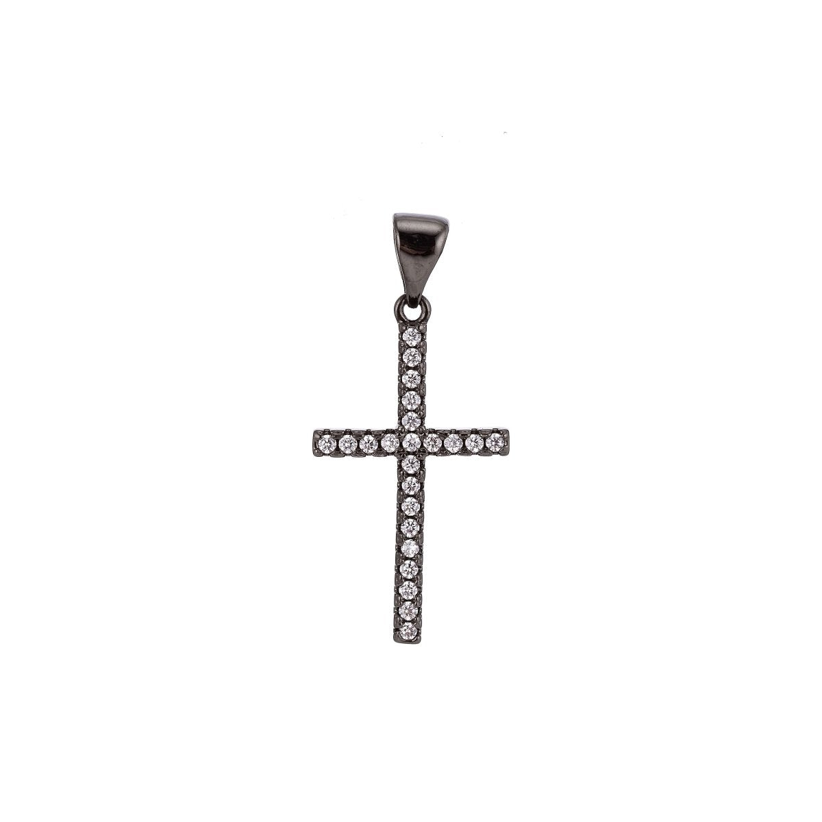 24K Gold Filled Christian Minimalist Simple Cross Jesus Cubic Zirconia Necklace Pendant Bracelet Earring Charm Bails for Jewelry Making AA-760 H-247