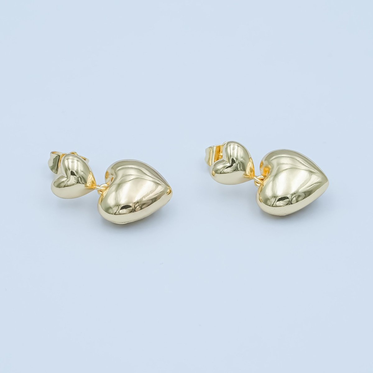 24K Gold Filled Chubby Heart Minimalist Stud Earrings | AD1226