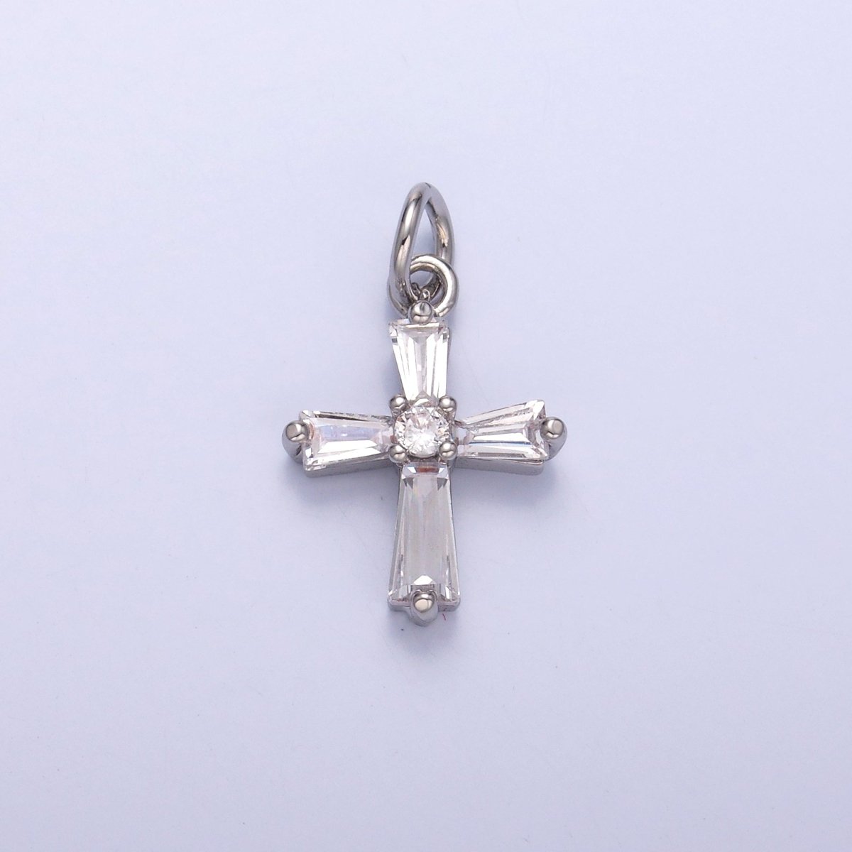 24K Gold Filled Clear Baguette CZ Charm in Gold & Silver | C076