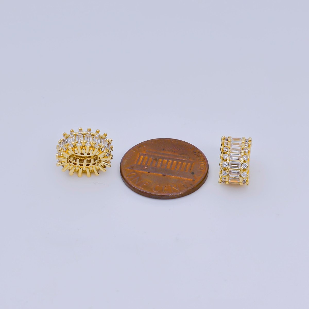 24k Gold Filled Clear Baguette CZ Micro Pave Oval Spacer Beads | B917