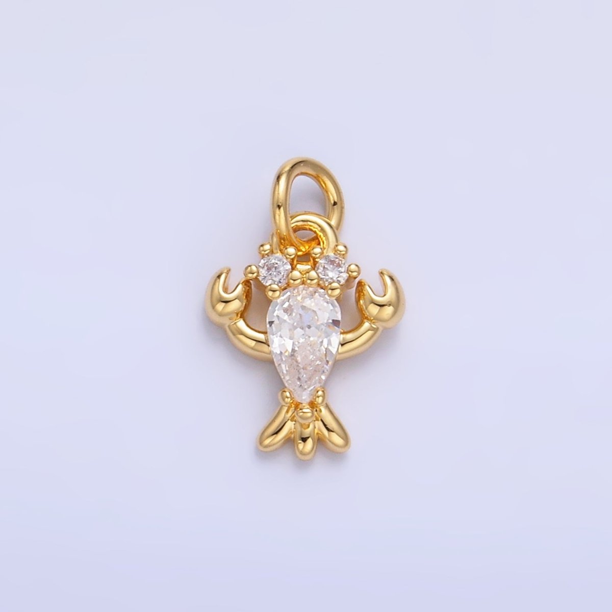 24K Gold Filled 10mm Clear CZ Lobster Crustacean Sea Animal Mini Charm in Gold & Silver | W886