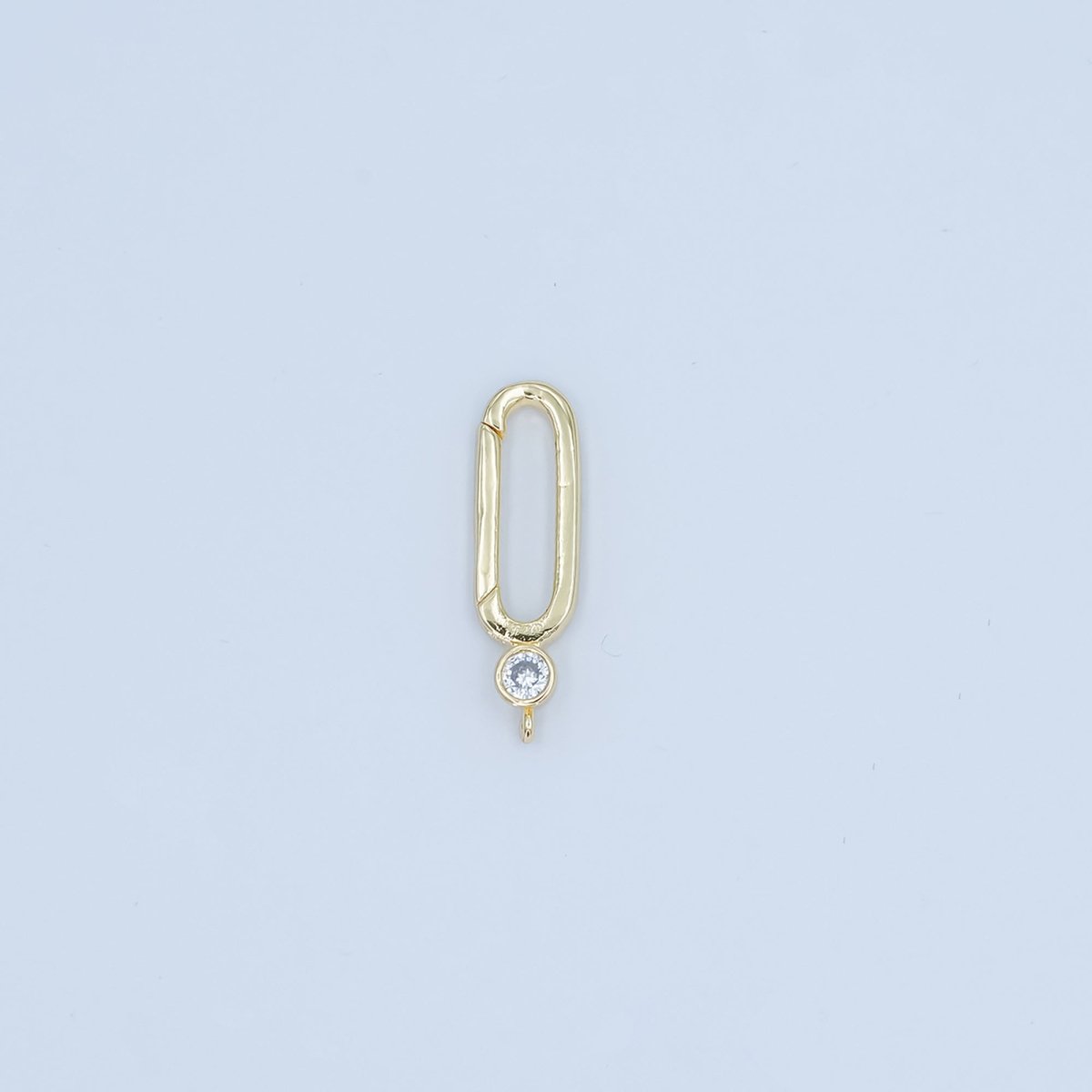 24K Gold Filled Clear CZ Oblong Push Gate Finding in Gold & Silver | Z1097