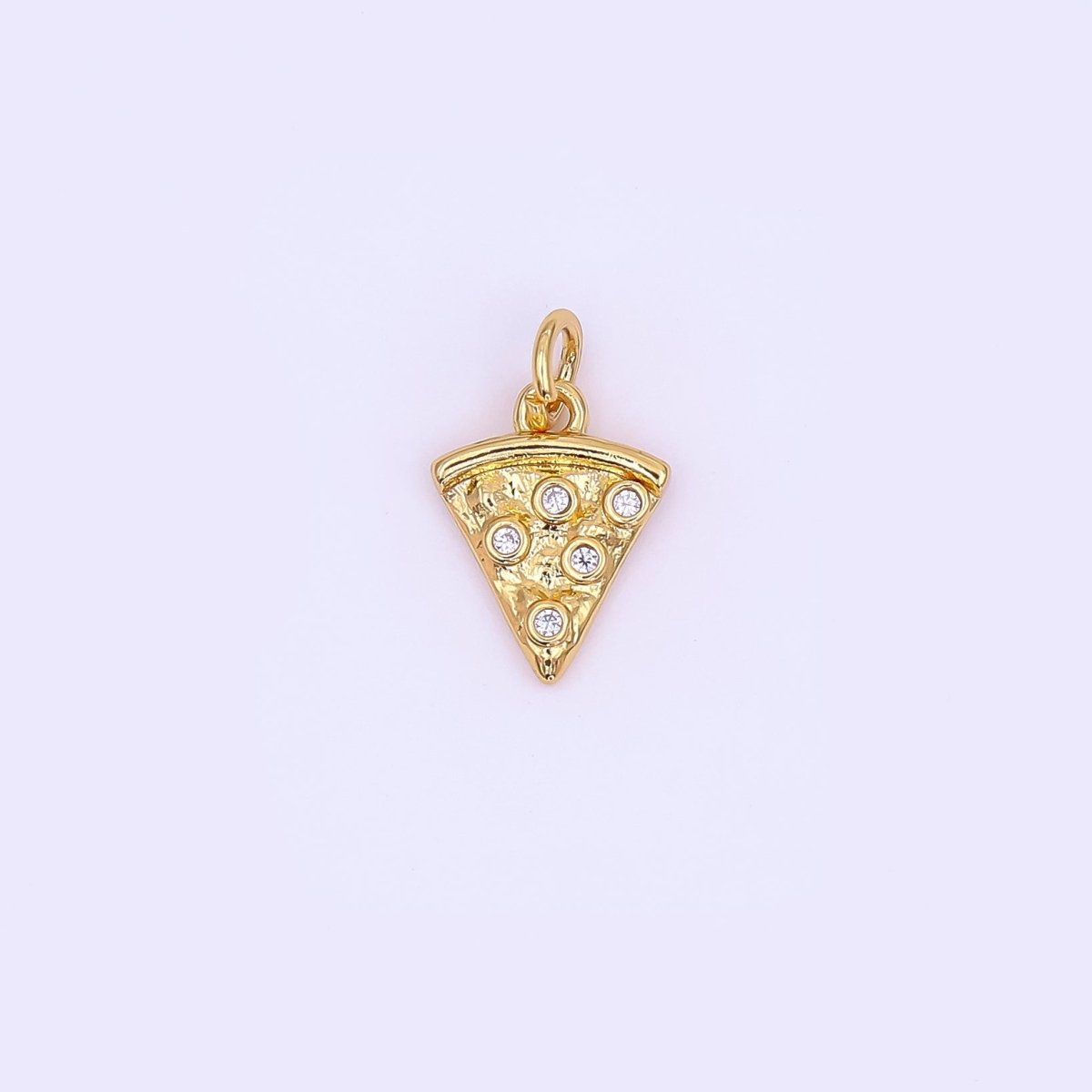 24K Gold Filled 12.5mm Clear CZ Pizza Slice Mini Charm in Gold & Silver | AF438