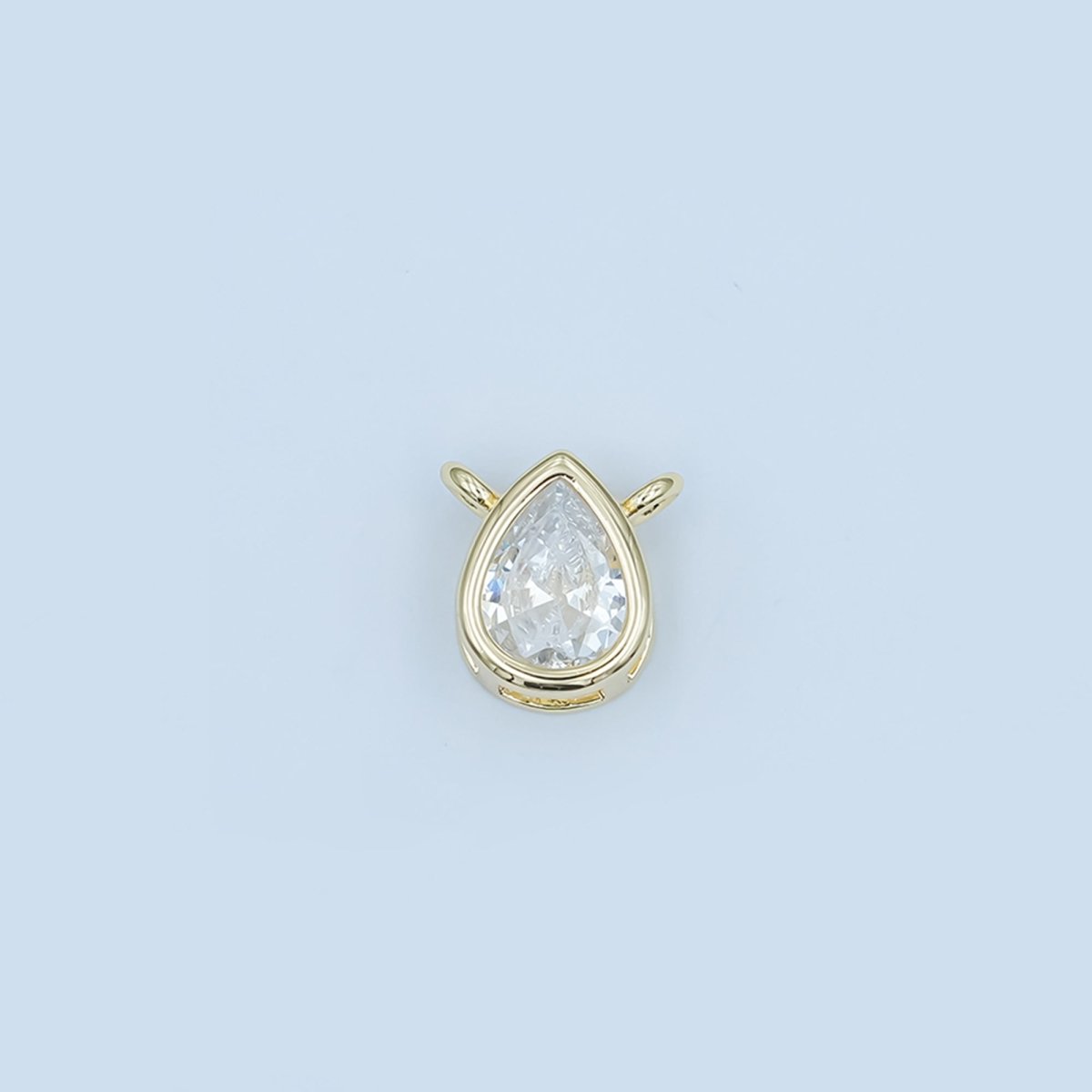 24K Gold Filled Clear CZ Teardrop Bezel Connector | Y013