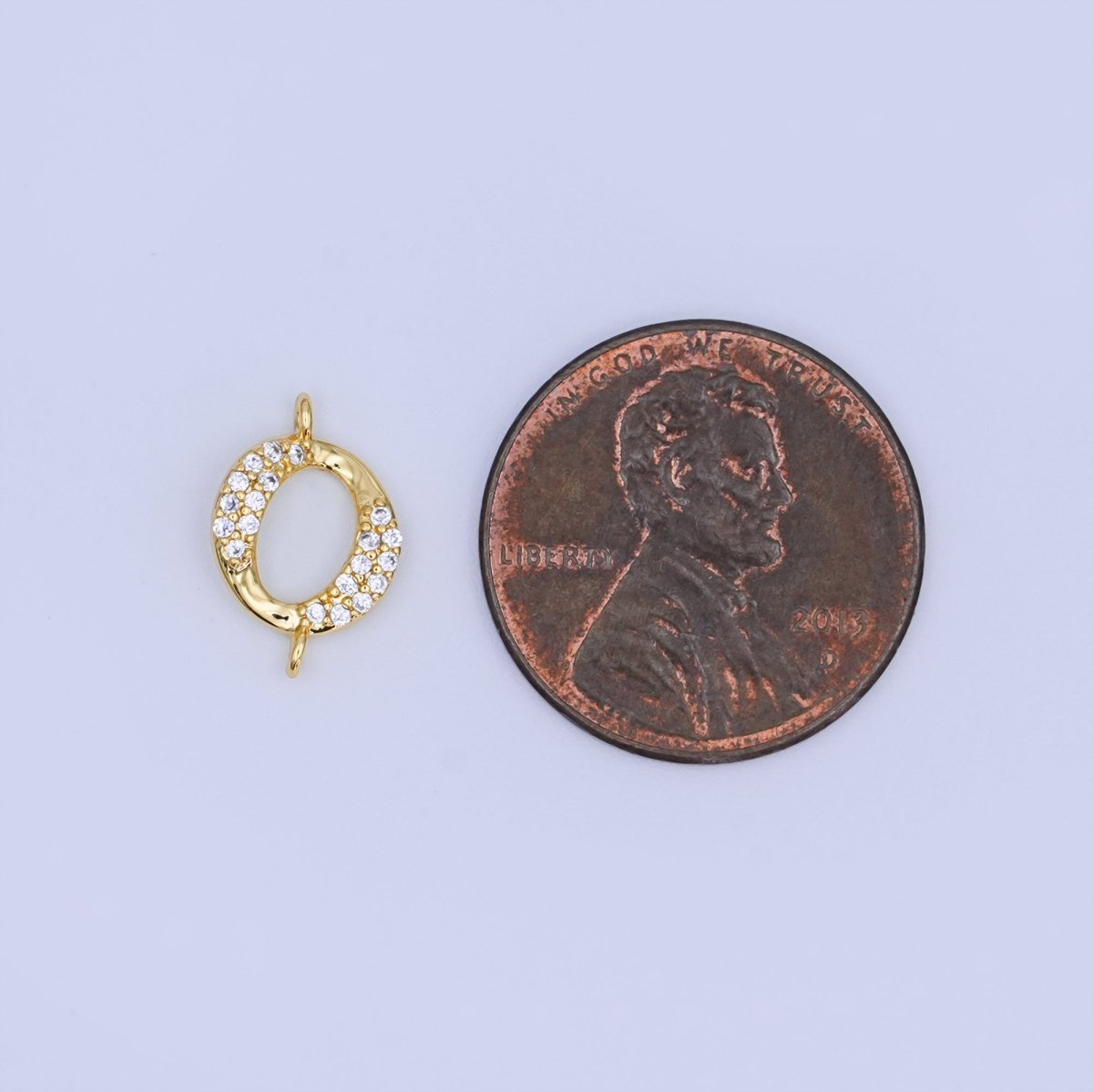 24K Gold Filled Clear Micro Paved CZ Round Connector | Y026